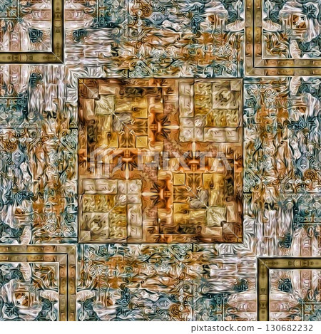 Tribal concept design for textile, flyer, brochure, magazine cover printing. Indigenous fashion pattern background for interior decoration and traditional costume or handicraft making 130682232