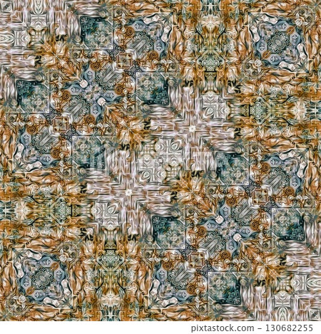 Tribal concept design for textile, flyer, brochure, magazine cover printing. Indigenous fashion pattern background for interior decoration and traditional costume or handicraft making 130682255