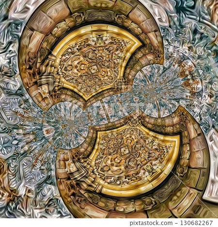 Tribal concept design for textile, flyer, brochure, magazine cover printing. Indigenous fashion pattern background for interior decoration and traditional costume or handicraft making 130682267