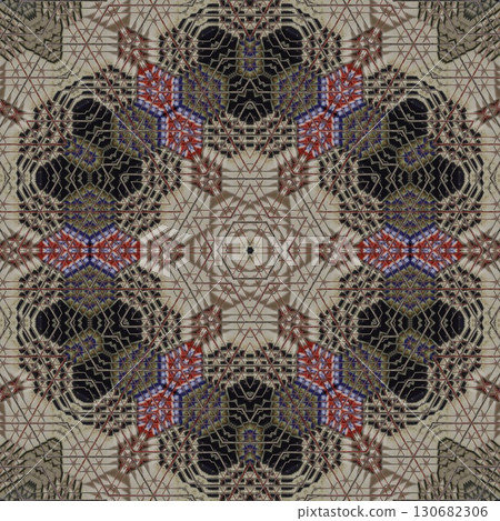 Tribal concept design for textile, flyer, brochure, magazine cover printing. Indigenous fashion pattern background for interior decoration and traditional costume or handicraft making 130682306