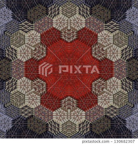 Tribal concept design for textile, flyer, brochure, magazine cover printing. Indigenous fashion pattern background for interior decoration and traditional costume or handicraft making 130682307