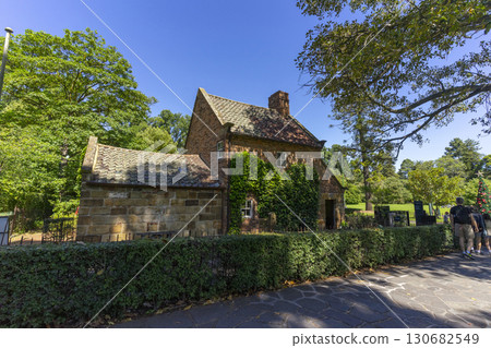Melbourne, Australia - December 29,2023 : View of Cooks' Cottage in the Fitzroy Gardens in Melbourne, Australia on December 29,2023. 130682549