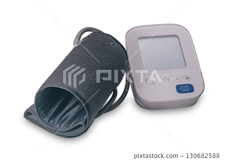 The compact and easy to use digital blood pressure monitor isolated on white background. The compact and easy to use digital blood pressure monitor isolated on white background. 130682588