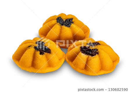 Group of homemade thai egg cake or castella cake isolated on white background. Group of homemade thai egg cake or castella cake isolated on white background. 130682590