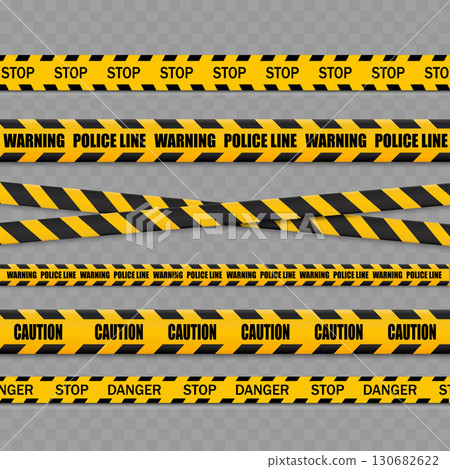 Set of Realistic Yellow Black Caution Tapes. Danger Lines. Vector Set of Realistic Yellow Black Caution Tapes. Danger Lines. Vector 130682622