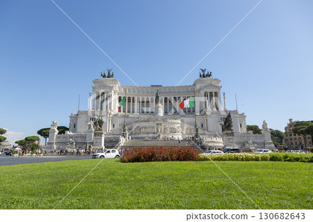 Rome, Italy - August 16, 2019: Vittoriano is a monument in honor of the first king of united Italy, Victor Emmanuel II, on Venice Square in Rome. 130682643