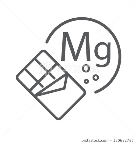Minimal Outline Vector Icon of Chocolate and Magnesium Element for Health and Nutrition 130682785