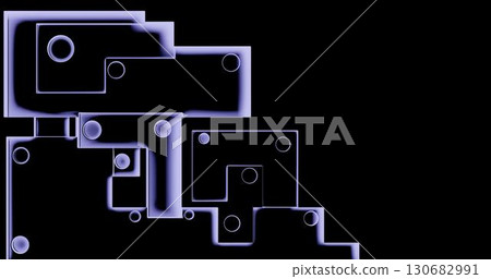 3d rendering. Abstract background modern geometric cubes in ambient occlusion with neon glow on a dark background. Minimalistic design for poster, cover, branding, banner, poster. 3d rendering. Abstract background modern geometric cubes in ambient occlusion with neon glow on a dark background. Minimalistic design for poster, cover, branding, banner, poster. 130682991