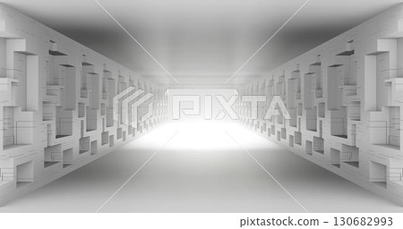3d rendering. Abstract background. Modern geometric cubes in a light room. Minimalistic design for poster, cover, branding, banner, poster. 130682993
