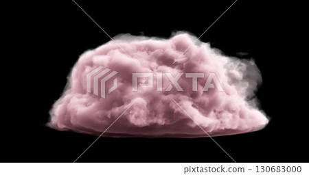 3d rendering. Realistic fluffy dense clouds on a black background in pink color. Element for your creativity 130683000