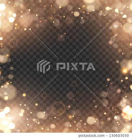 Festive golden bokeh lights and sparkles frame overlay effect. Vector Festive golden bokeh lights and sparkles frame overlay effect. Vector 130683030
