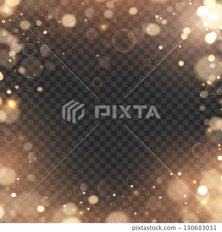 Festive golden bokeh lights and sparkles frame overlay effect. Vector Festive golden bokeh lights and sparkles frame overlay effect. Vector 130683031