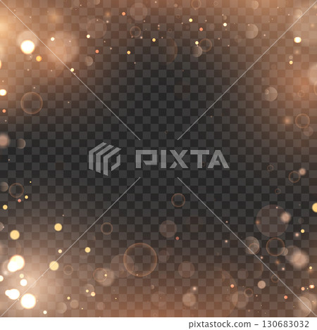 Festive golden bokeh lights and sparkles frame overlay effect. Vector Festive golden bokeh lights and sparkles frame overlay effect. Vector 130683032