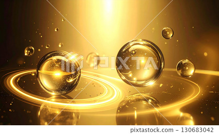 閃亮的金色球體和光能背景代表健康成分 閃亮的金色球體和光能背景代表健康成分 130683042