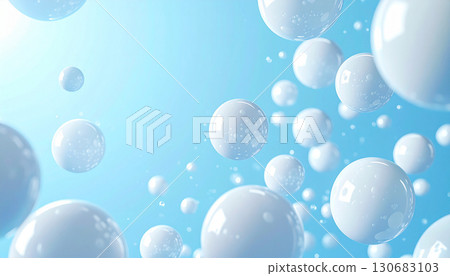 一個讓人聯想到鈣的白色球體和柔和的淺藍色背景 130683103
