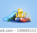 goods for kids childrens furniture and toys 3d render on blue 130683113
