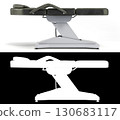 new black leather cosmetology chair with adjustable positions right view 3d render on white with alpha 130683117