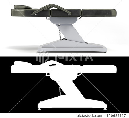 new black leather cosmetology chair with adjustable positions right view 3d render on white with alpha 130683117