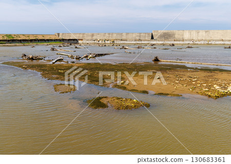 因地震和海嘯導致海床上升的港口 130683361