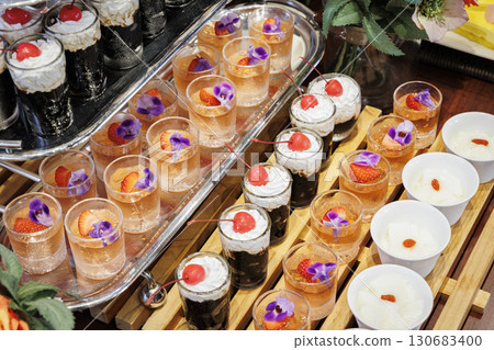 Colorful cake sweets buffet image 130683400