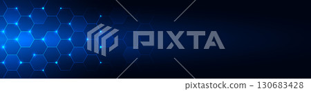Abstract background and design element with geometric shape and hexagon pattern for banner or website header template 130683428