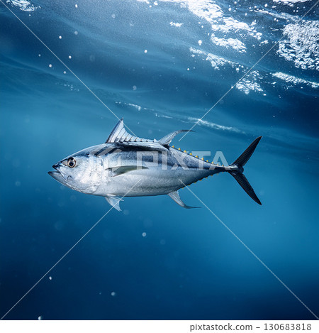 Tuna swimming in the sea 130683818