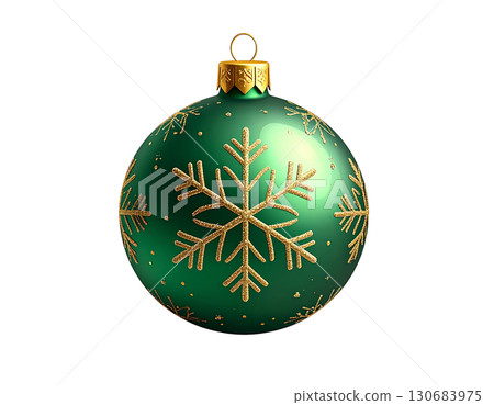 Minimalist Christmas ornament: Simple snowflake-patterned decorative ball, vector material, white background 130683975