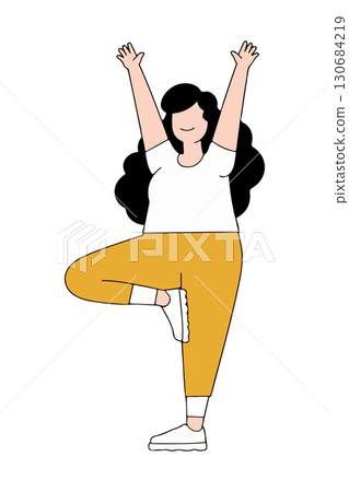 Woman in Tree Pose Woman in Tree Pose 130684219