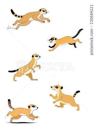 Cartoon Meerkats in Various Poses Cartoon Meerkats in Various Poses 130684221