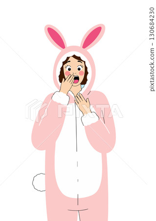 Surprised Woman in Bunny Costume 130684230