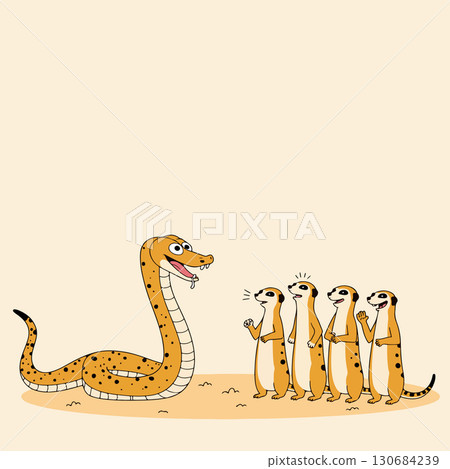 Cartoon Snake and Meerkat Encounter 130684239