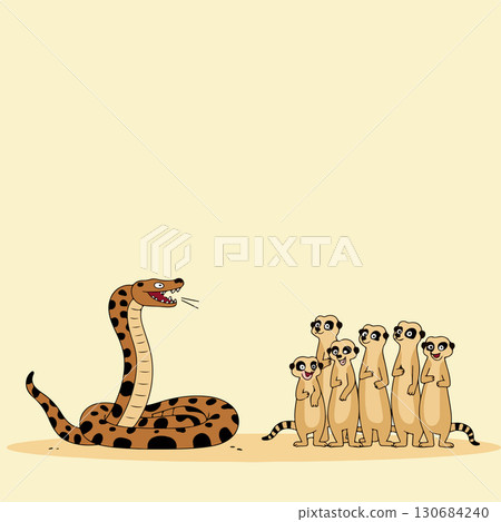 Cartoon Snake and Meerkat Encounter 130684240