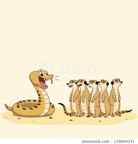 Cartoon Snake and Meerkat Encounter Cartoon Snake and Meerkat Encounter 130684241