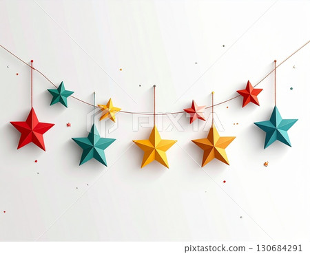 Minimalist Christmas Garland Simple Hanging Decoration of Stars and Flags Vector Illustration Minimalist Christmas Garland Simple Hanging Decoration of Stars and Flags Vector Illustration 130684291