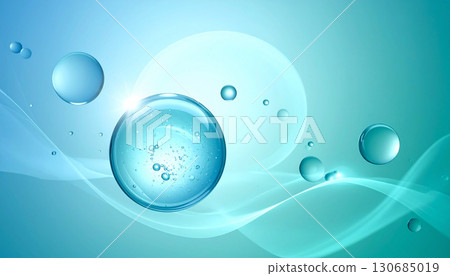 帶有漂浮透明藍色球體的健康成分圖像背景 帶有漂浮透明藍色球體的健康成分圖像背景 130685019