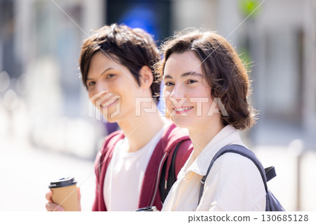 Inbound tourism: Foreigners strolling around the streets of Tokyo Inbound tourism: Foreigners strolling around the streets of Tokyo 130685128