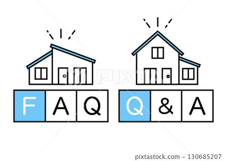 Illustration material that can be used for banners for Q&A and frequently asked questions about homeowners and home building 130685207