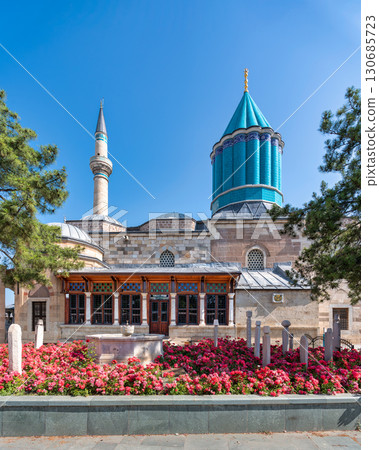 Mevlana Museum and Mausoleum of Rumi with rose garden, Konya, Turkey 130685723