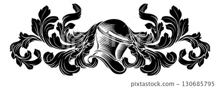 Coat of Arms Crest Knight Helmet Heraldry Design 130685795