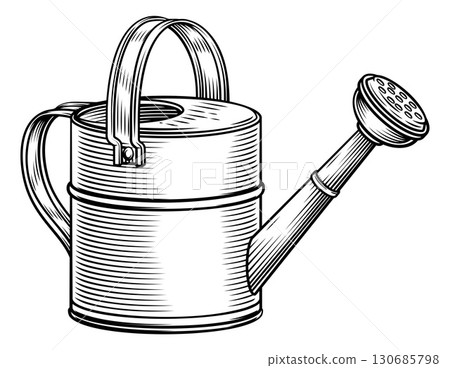 Vintage Woodcut Garden Watering Can Gardening Tool Vintage Woodcut Garden Watering Can Gardening Tool 130685798