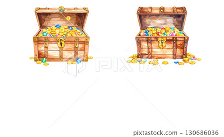 Antique wooden chest on white background Antique wooden chest on white background 130686036