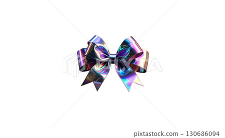 Purple satin ribbon bow for gift decoration, Christmas or birthday isolated on white background 130686094