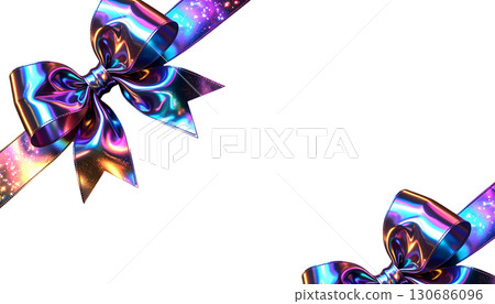 Purple satin ribbon bow for gift decoration, Christmas or birthday isolated on white background 130686096