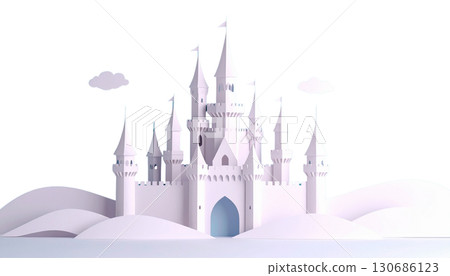 Illustration of a fantasy winter landscape with a medieval castle isolated on white background. Illustration of a fantasy winter landscape with a medieval castle isolated on white background. 130686123