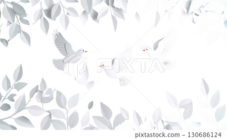 White and white flying bird pattern isolated on white background. 130686124