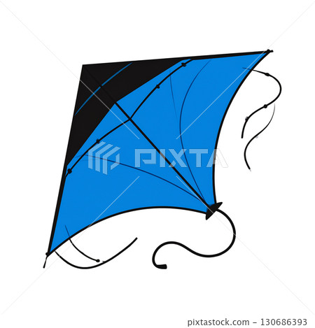Blue summer sky with kite isolated on white background Blue summer sky with kite isolated on white background 130686393