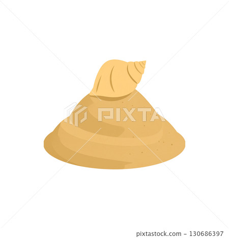 Snail on sand dune on white background Snail on sand dune on white background 130686397