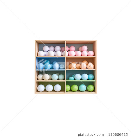 Ball shelf on white background Ball shelf on white background 130686415