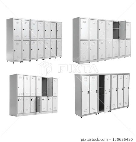 Lockers isolated on white background Lockers isolated on white background 130686450