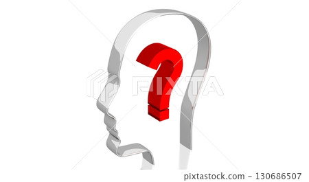 Head shape, question mark - 3D illustration Head shape, question mark - 3D illustration 130686507